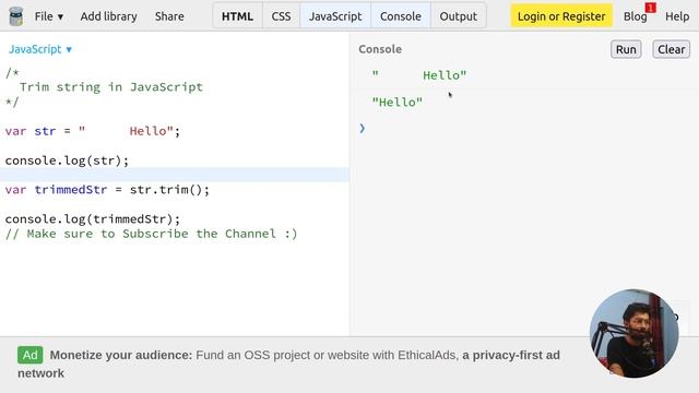 Trim string in JavaScript - JavaScript Interview Questions for beginners смотреть онлайн