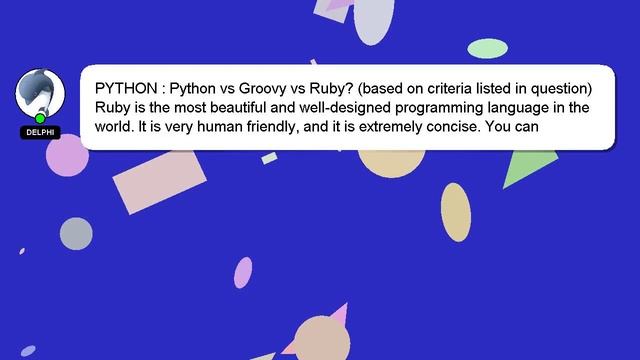 PYTHON : Python vs Groovy vs Ruby? (based on criteria listed in question) смотреть онлайн