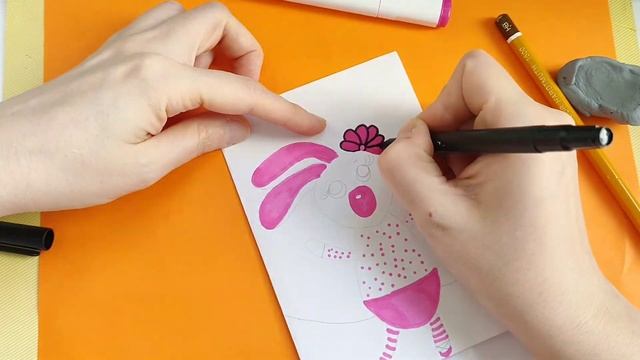 Рисуем пошагово милую балерину-зайчика и делаем из бумаги юбочку-пачку. смотреть онлайн