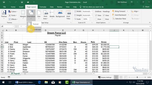 Microsoft Excel 2019: Page Orientation смотреть онлайн