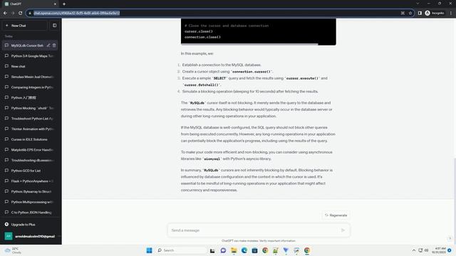 Is a MySQLdb cursor for Python blocking in nature by default смотреть онлайн