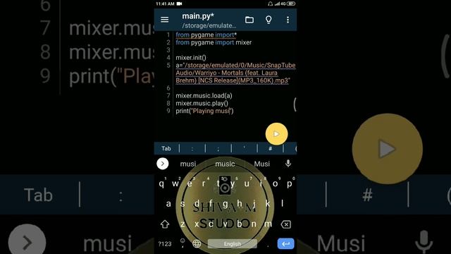 Playing a music file in Pydroid3|No 1|Music player with Python|@binarycup|@shivamstudio6662 смотреть онлайн