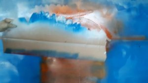 Декор стены\\рисуем на стене баллончиком\\морской пейзаж\\очень просто