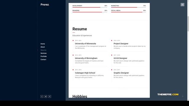 Prorez - One Page Resume WordPress Theme portfolio modern Build Website смотреть онлайн