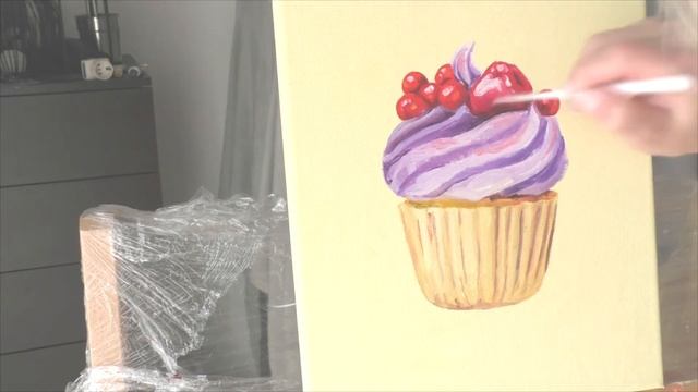 Оil painting cupcake with berries Paintings for sale on Etsy Картины продажа на Etsy Кекс с ягодами смотреть онлайн