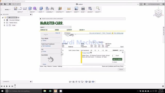 Autodesk Fusion 360 Tutorial - Inserting Standard Spur Gear Component смотреть онлайн