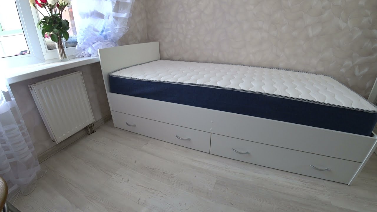 Кровать Виктория 90 с ящиками белая ТЭ 00001050 Наша мебель смотреть онлайн