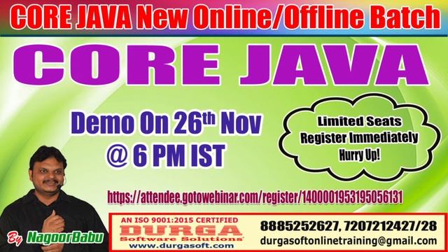 CORE JAVA Online Training in DURGASOFT смотреть онлайн