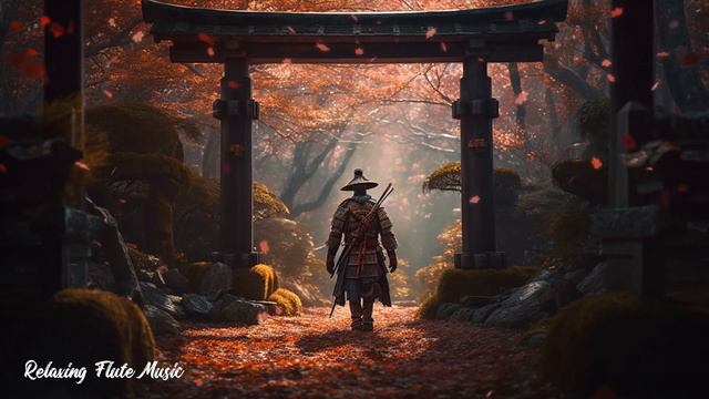 Japanese Flute Music | Torii gate and golden forest - relax, comfort, soar смотреть онлайн