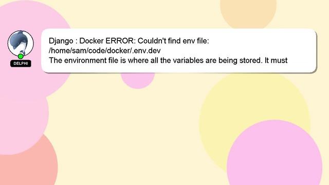 Django : Docker ERROR: Couldn't find env file: /home/sam/code/docker/.env.dev смотреть онлайн