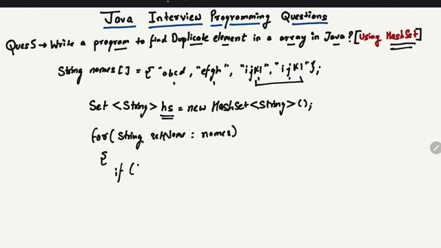 Write a Program using HashSet to Find Duplicate Int/String Element in an Array in Java in Hindi смотреть онлайн