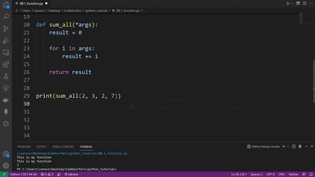 Python Tutorial - Funktionen | Parameter & Argumente | *args | **kwargs смотреть онлайн