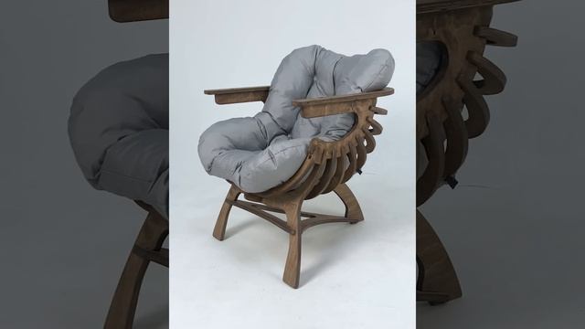 Кресло Ракушка 3Н серая подушка Оксфорд 600. Обзор. AXIOMA.WOODSHOP смотреть онлайн
