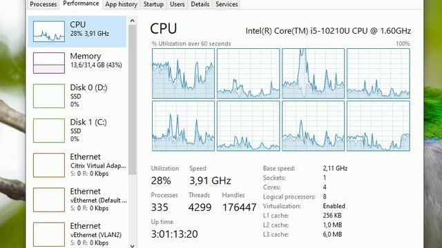 Авто обновление в диспетчере задач Windows