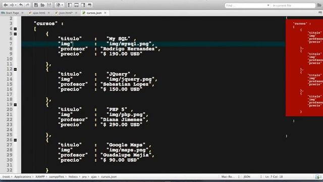 Ajax con JQuery 5 : trabajando con JSON смотреть онлайн