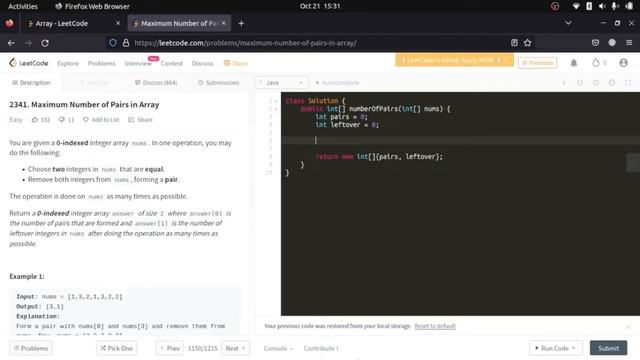 LeetCode 2341 : Maximum Number of Pairs in Array | Solution in JAVA смотреть онлайн