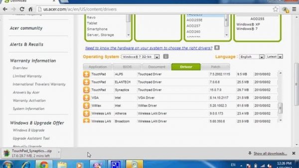 Touchpad driver acer