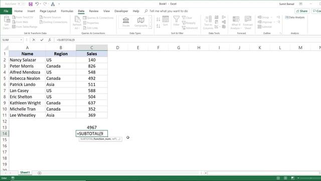 Get the Sum of Filtered Data in Excel (Using SUBTOTAL Formula) смотреть онлайн