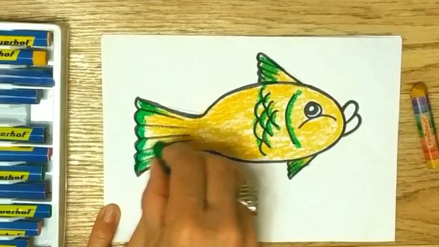 РЫБКА. Как нарисовать рыбку карандашами для детей. HOW TO DRAW FISH Рисуем вместе смотреть онлайн