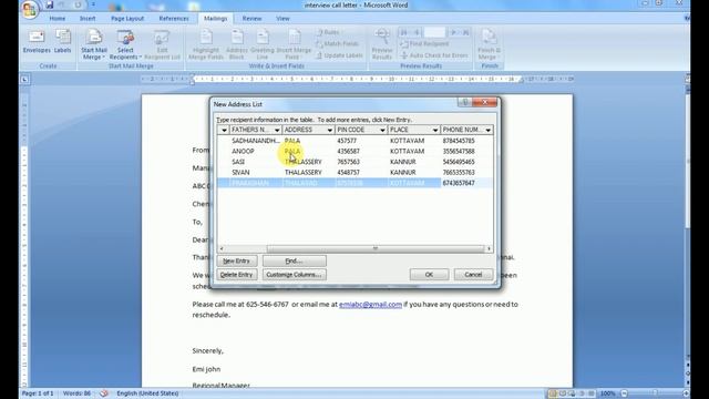 Microsoft office word-Malayalam tutorial-mail merge(mailings tab) смотреть онлайн