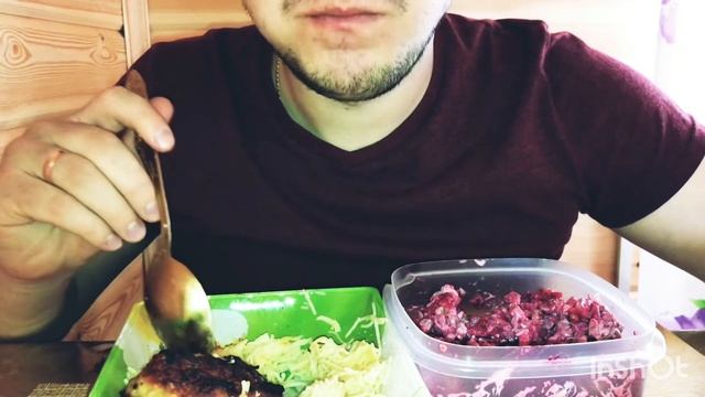 ASMR MUKBANG PASTA CHOPS BEETROOT SALAD/АСМР МУКБАНГ МАКАРОНЫ КОТЛЕТЫ САЛАТ ИЗ СВЁКЛЫ