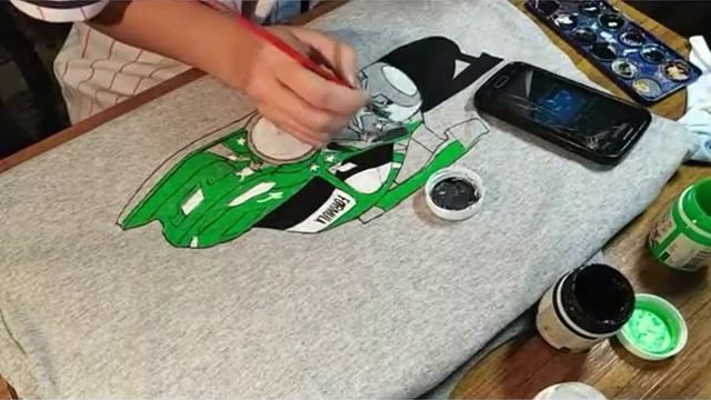 Рисуем на футболке авто, акриловыми красками. Ручная роспись смотреть онлайн