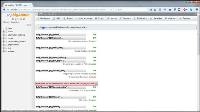 11 phpMyAdmin Remove configuration storage message смотреть онлайн