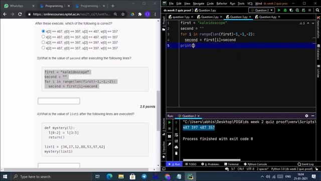 NPTEL: Programming , Data Structures and Algorithms Using Python Week 2 Quiz answer with proof(100% смотреть онлайн