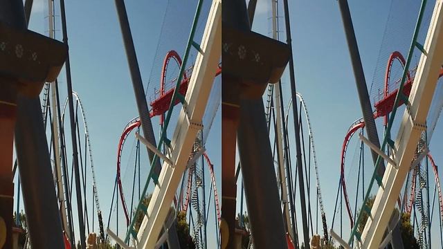Incredible roller coaster - Shambhala , PortAventura in 3D. Горка Shambhala в Порт Авентура в 3D. смотреть онлайн