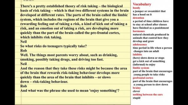 BBC Learning English  - 6minutes -The teenage brain