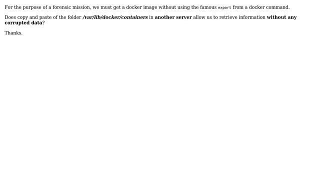 Unix & Linux: Forensic - How to get a docker image without "export" command смотреть онлайн