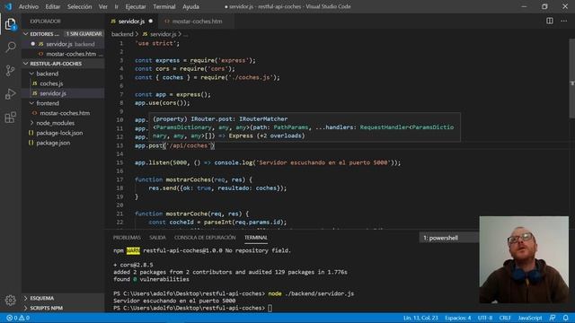 Backend y frontend desacoplados con NodeJS y HTML. RESTful con los verbos GET, POST, PUT y DELETE. смотреть онлайн