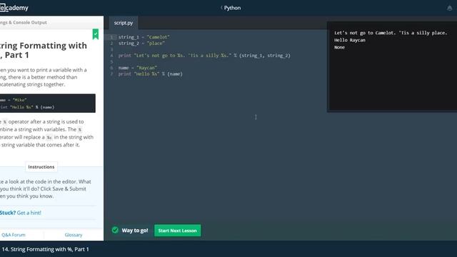codecademy-Python -Strings & Console Output смотреть онлайн