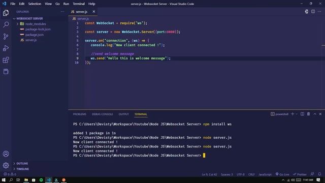 Create Websocket Server using Node.js смотреть онлайн