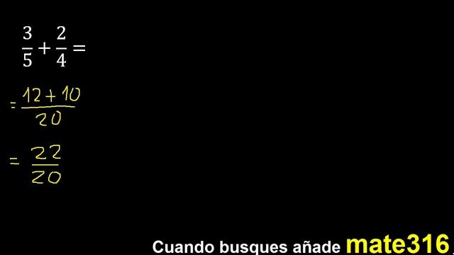 3/5 mas 2/4 . Suma de fracciones heterogeneas , diferente denominador 3/5+2/4 смотреть онлайн