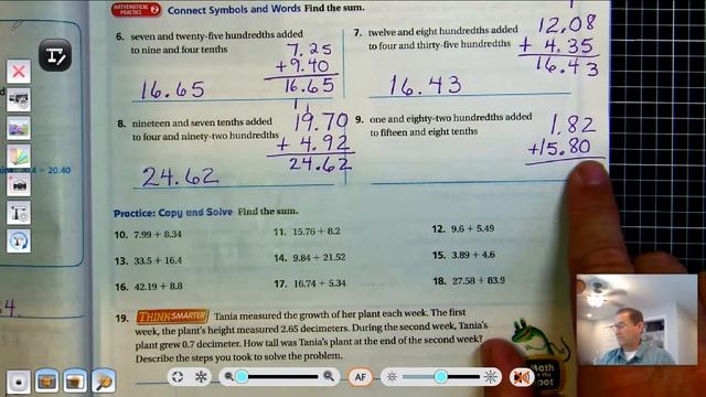 5th Grade GO Math: Lesson 3.8 Add Decimals Pages 139-142