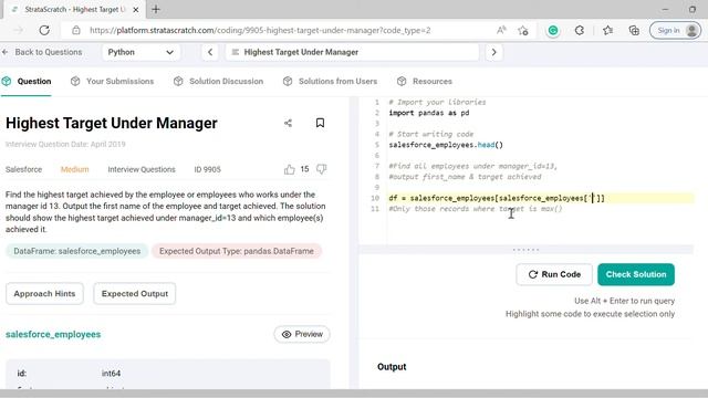 Python StrataScratch ID 9905 Highest Target Under Manager смотреть онлайн