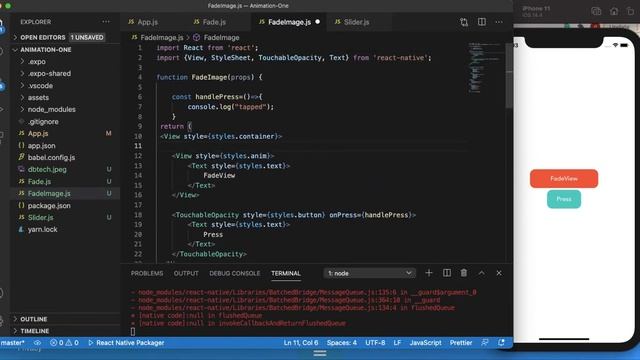 React native opacity animation смотреть онлайн