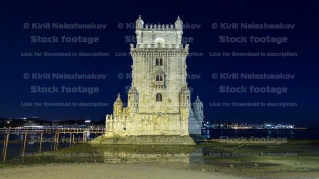 Lisbon, Portugal. Belem Tower (Torre de Belem) is a fortified tower located at the mouth of the смотреть онлайн