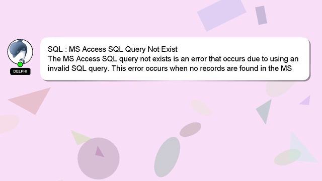 SQL : MS Access SQL Query Not Exist смотреть онлайн