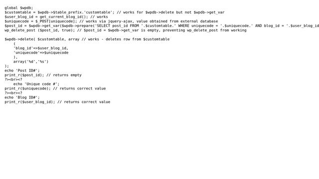 Wordpress: get_var result empty for query of custom table in plugin admin смотреть онлайн