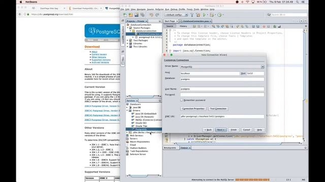 PostgreSQL, Netbeans, JAVA localhost setup смотреть онлайн