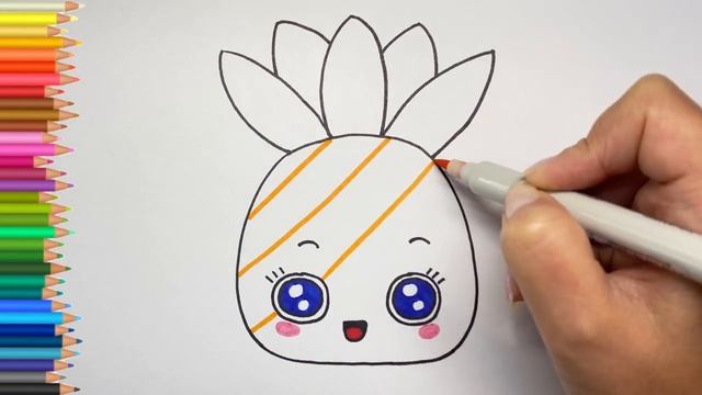 Рисунки для срисовки Ананас раскраска для детей / Pineapple coloring book for kids смотреть онлайн