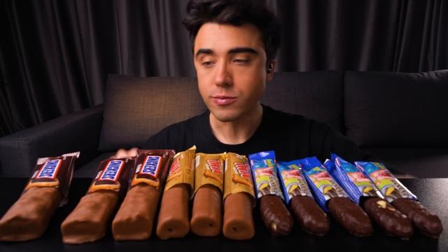 ASMR CANDY ICE CREAM BARS (SNICKERS, TWIX) CHOCOLATE PARTY 리얼사운드 먹방 Eating Sounds смотреть онлайн