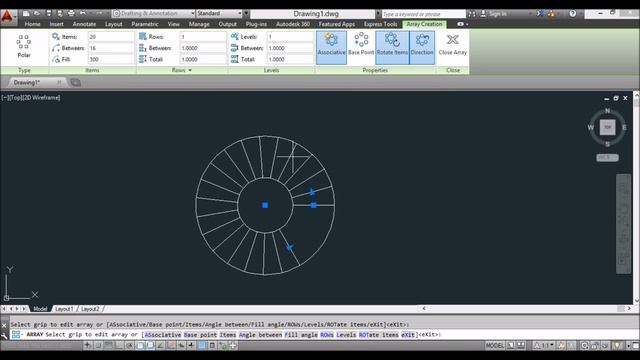 AutoCAD 2014 - How to use Polar Array - Tutorial #7 آموزش اتوکد به زبان دری смотреть онлайн