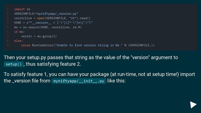 Standard way to embed version into Python package? смотреть онлайн