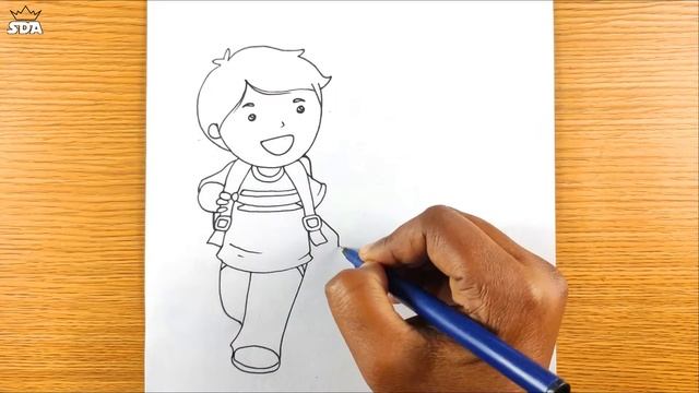 Little boy and girl going to school drawing @SDA64 смотреть онлайн