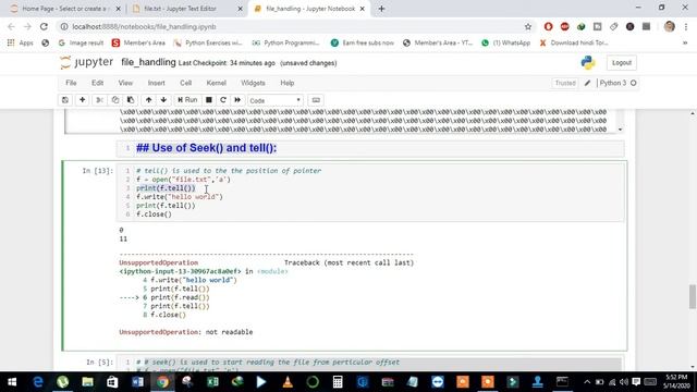 39 Python file handling part 2 how to use w+,r+and a+ mode using jupyter notebook by Atif Masih смотреть онлайн