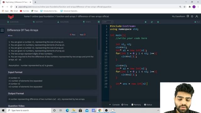 Difference Of Two Arrays | Function and Arrays in C++ смотреть онлайн