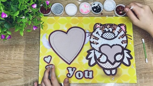 Color painting with sand and sequins. Рисуем цветным песком и блестками. смотреть онлайн